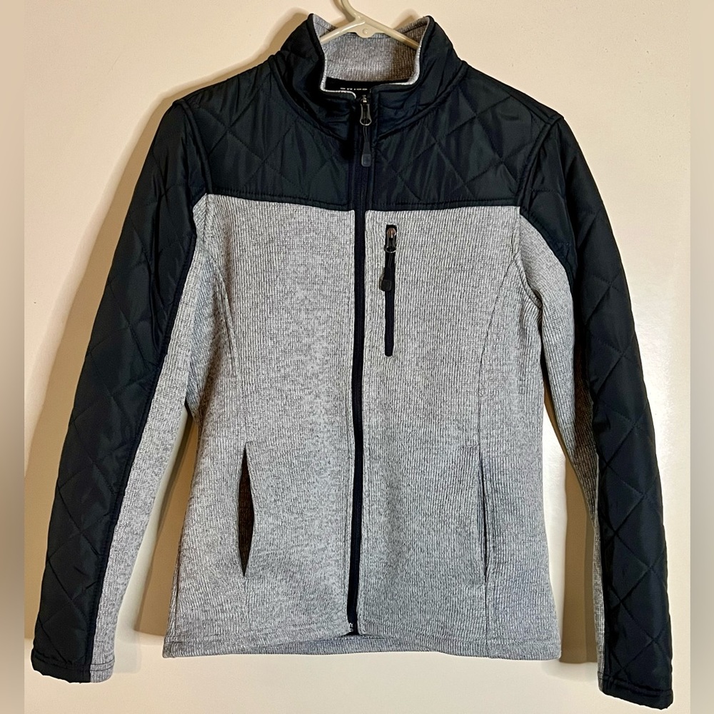 Swiss Tech Women’s Fleece-Lined Sweater/Jacket Grey Heather/Black size M (8-10)